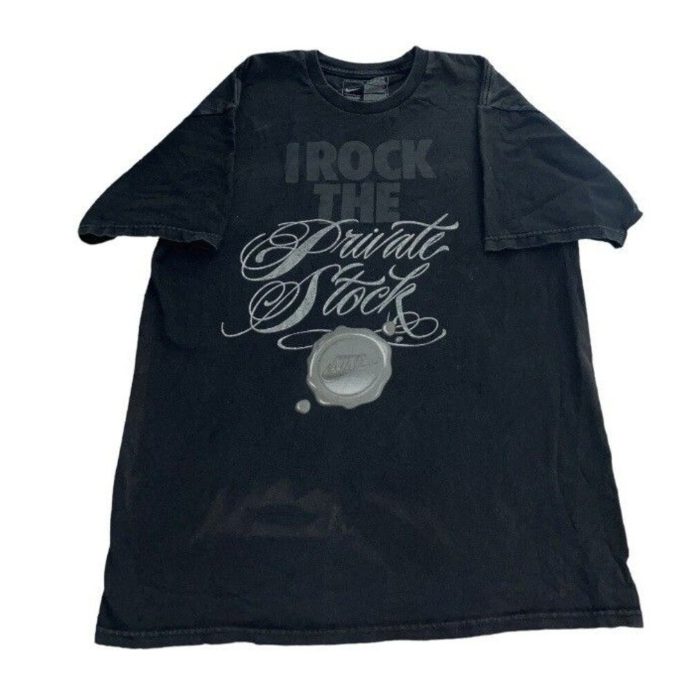 Nike Private Stock T-Shirt Men’s Medium Black Tee Retro Basketball Graphic Print